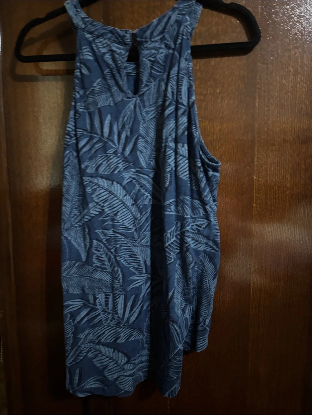 Cable & Gauge Blue Palm-Print Pleated Swing Tank - Picture 4 of 6